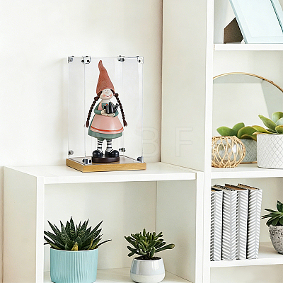 Transparent Acrylic Minifigure Display Cases with Wooden Base ODIS-WH0030-298B-1
