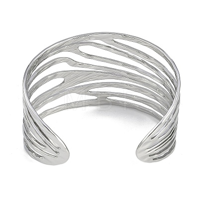 Non-Tarnish Stylish European and American Style 304 Stainless Steel Cuff Bangles for Women BJEW-Z077-03P-1