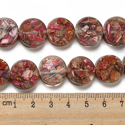 Dyed Natural Imperial Jasper with Resin Beads Strands G-G083-E03-01-1
