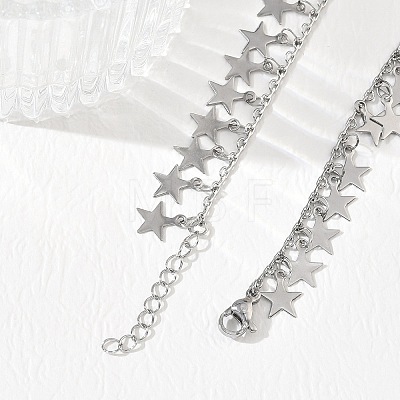 304 Stainless Steel Charm Bracelets for Women BJEW-D466-06P-1