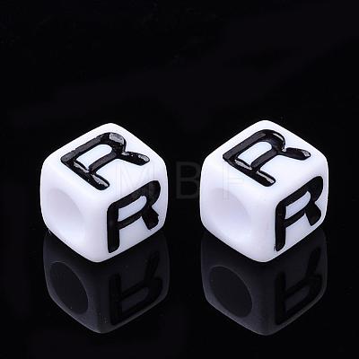 Acrylic Horizontal Hole Letter Beads PL37C9129-R-1