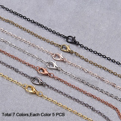 Brass Cable Chains Necklace Making MAK-PH0002-08-1