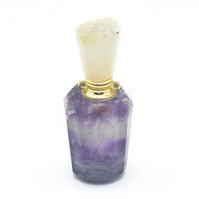 Natural Fluorite Openable Perfume Bottle Pendants G-E556-03E-1