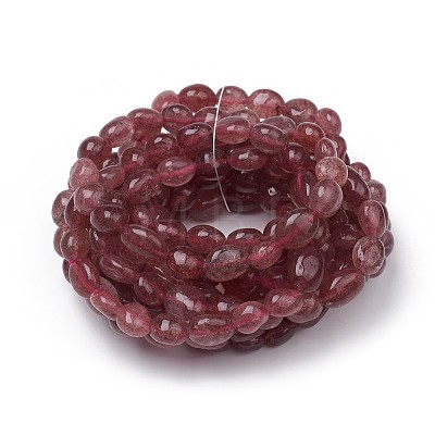 Natural Strawberry Quartz Stretch Beaded Bracelets X-BJEW-K213-C12-1