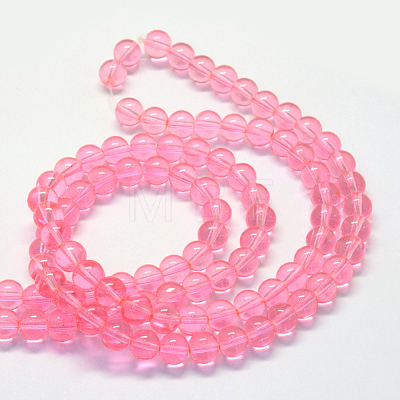 Baking Painted Transparent Glass Round Bead Strands X-DGLA-Q022-8mm-07-1