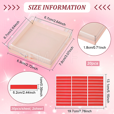 BENECREAT 20Pcs Plastic Nail Art Case CON-BC0007-39-1