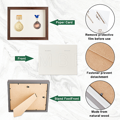 Natural Wood Medal Display Frame AJEW-WH0248-420B-1