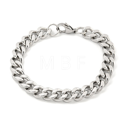 Non-Tarnish 201 Stainless Steel Cuban Link Chain Bracelets for Women and Men BJEW-F473-04P-01-1