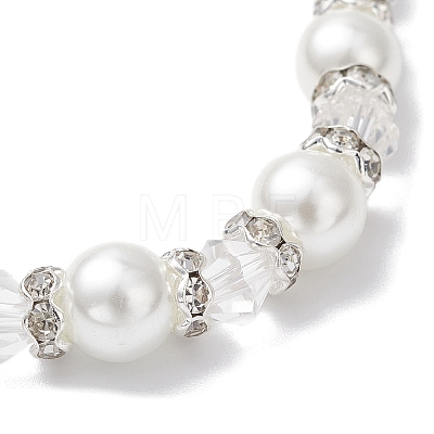 Pearlized Glass Pearl Round Beads Stretch Bracelets for Women BJEW-JB12740-01-1