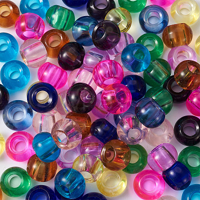 Craftdady 100Pcs 10 Colors Transparent Glass European Beads GLAA-CD0001-12-1