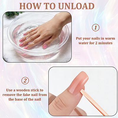 1 Bag ABS Plastic Mermaid Metallic Effect Press On False Nails MRMJ-CP0001-63-1