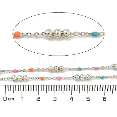 Brass Enamel Round Beaded Link Chain CHC-G022-07P-17-1