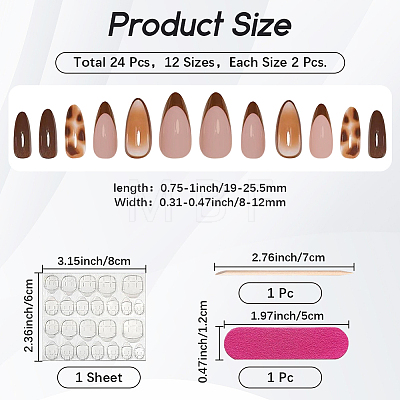 Leopard Print Plastic Full Cover Press On False Nails MRMJ-WH20008-24-1