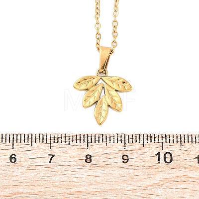 304 Stainless Steel Leaf Pendant Necklaces NJEW-H059-29C-G-1