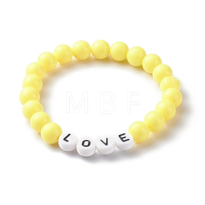 Opaque Acrylic Beads Stretch Bracelet for Kid BJEW-JB06587-1