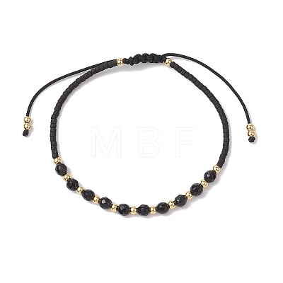 Natural Black Onyx Braided Beaded Bracelets BJEW-JB11420-05-1