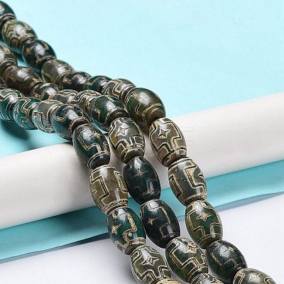 Tibetan Style dZi Beads Strands TDZI-E005-01P-1