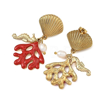 304 Stainless Steel Enamel Stud Earrings EJEW-JE07476-1
