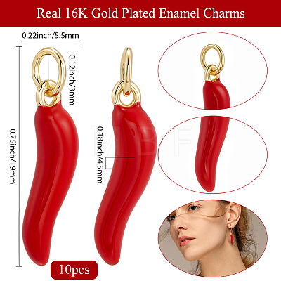10Pcs Brass Enamel Pendants KK-BBC0019-48A-1
