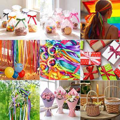 8Rolls 4 Colors Single Face Satin Ribbon OCOR-FS0001-10E-1