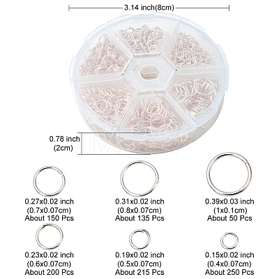 1 Box Iron Jump Rings Set IFIN-YW0001-44RG-1