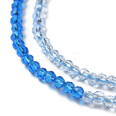 2 Colors Transparent Glass Beads Strands GLAA-G093-01G-1