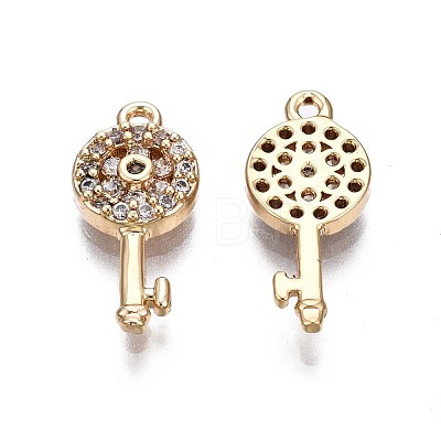 Brass Micro Pave Clear Cubic Zirconia Charms KK-Q764-012-1