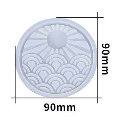 DIY Flat Round with Sun & Wave Cup Mat Food Grade Silicone Molds SIMO-PW0001-124A-1