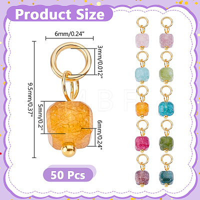 50Pcs Natural Colorful Tourmaline Faceted Table Cut Cube Charms G-HY0002-05-1