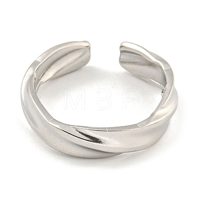 Non-Tarnish Twist 304 Stainless Steel Open Cuff Finger Rings for Unisex RJEW-P114-07P-1