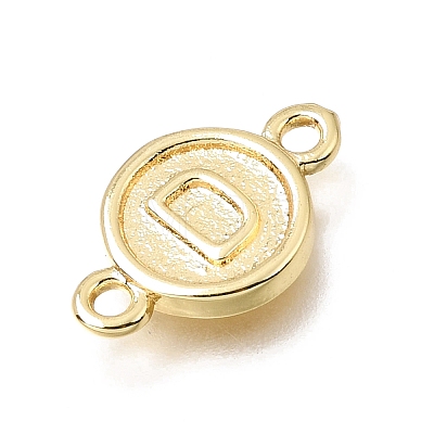 Brass Disc with Initial Links Connector Charms KK-E802-36G-D-1