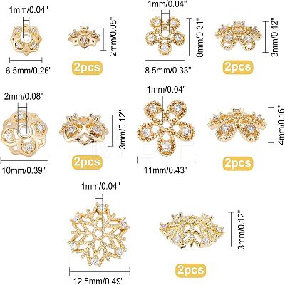 10Pcs 5 Style Brass Fancy Bead Caps KK-FH0002-46-1