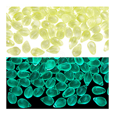 150Pcs Luminous Transparent Teardrop Glass Charms GLAA-PH0004-20-1