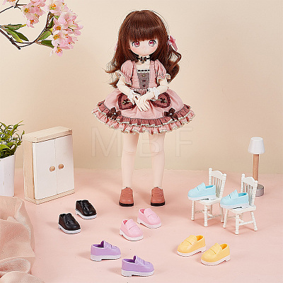 Olycraft 6 Pairs 6 Colors Plastic Doll Shoes AJEW-OC0004-40-1