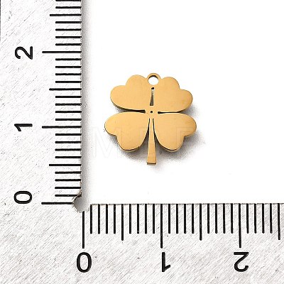 304 Stainless Steel Four Leaf Clover Charms STAS-Q348-14G-01B-1