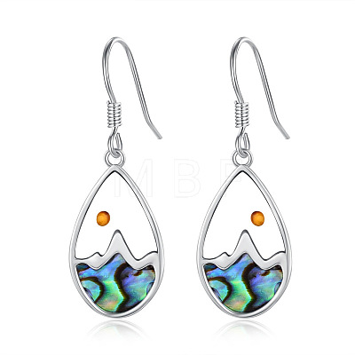 304 Stainless Steel Abalone Shell Teardrop Dangle Earrings for Women WGADE86-01-1