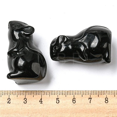 Natural Obsidian Carved Healing Mouse Figurines DJEW-D012-02C-1