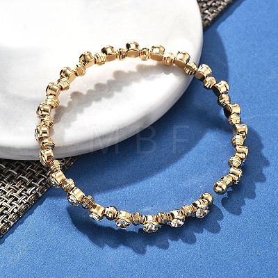 Brass Micro Pave Cubic Zirconia Cuff Bangles for Women BJEW-F482-13G-1