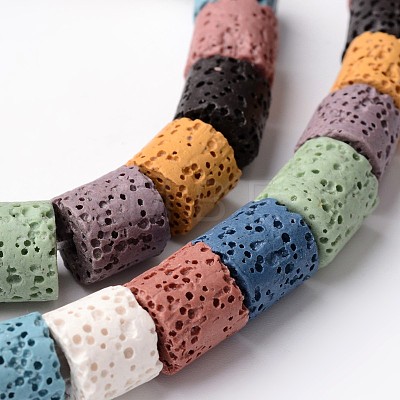 Column Dyed Natural Lava Rock Bead Strands G-L435-04-1