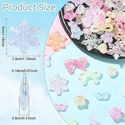 180Pcs 6 Styles Transparent Crackle Acrylic Beads OACR-YW0004-30-1