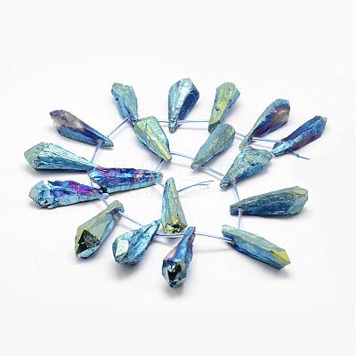 Electroplated Natural Quartz Crystal Beads Strands G-G890-B-05-1