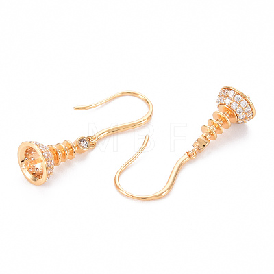 Brass Micro Pave Clear Cubic Zirconia Earring Hooks KK-T062-204G-NF-1