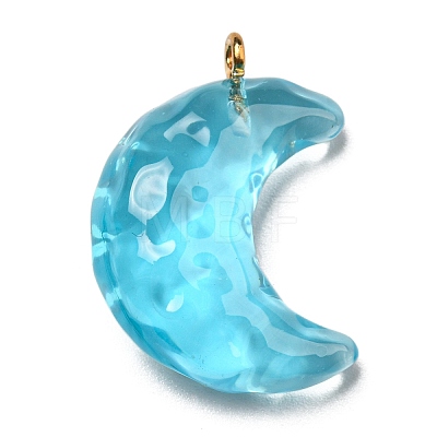 Transparent Resin Moon Pendants RESI-A026-01C-1