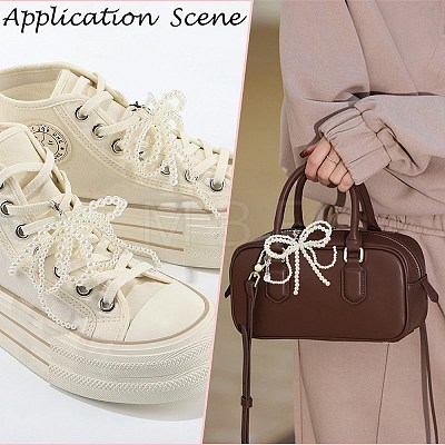 Plastic Imitation Pearl Shoe Charms AJEW-CP0006-58-1