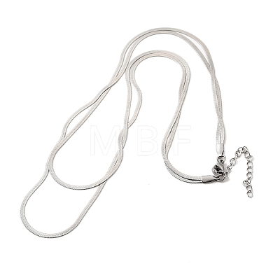 304 Stainless Steel Flat Snake Chain Double Chain Necklaces NJEW-Q039-01P-1