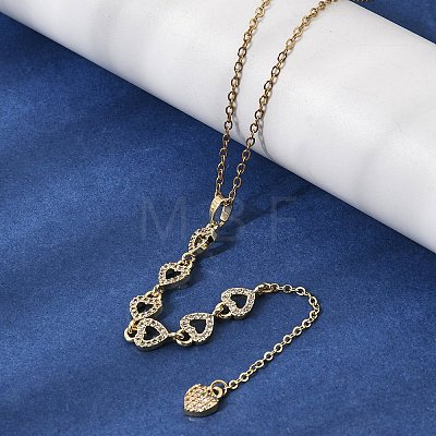 Brass Micro Pave Clear Cubic Zirconia Geometric Pendant Y Tassel Necklaces NJEW-P350-01D-G-1