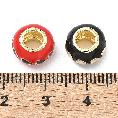Brass Enamel European Beads KK-P345-01G-M-1