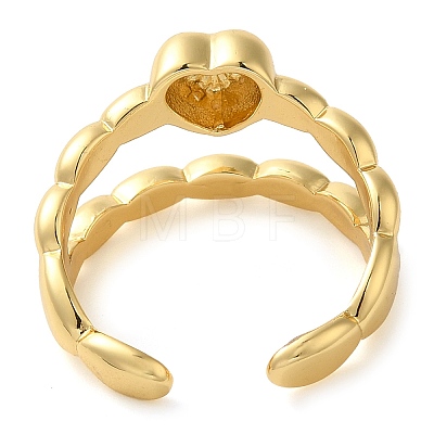 Heart Brass Open Cuff Ring for Women RJEW-Z070-05G-03-1