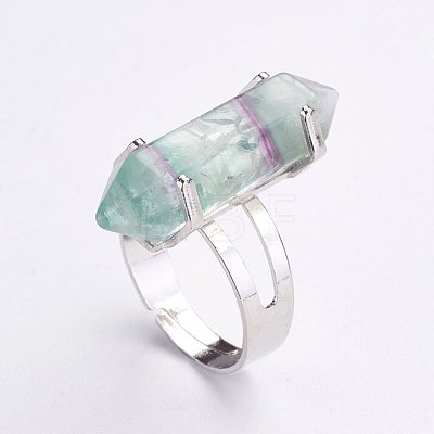 Natural Fluorite Finger Rings X-RJEW-P120-A04-1