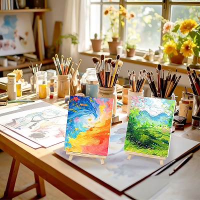28Pcs Folding Wood Tabletop Easel AJEW-WH0709-313-1